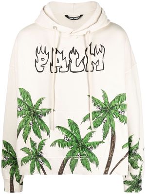 Palm Angels logo-print long-sleeve hoodie - Neutrals