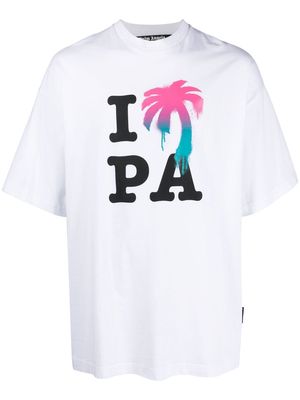 Palm Angels logo-print organic cotton T-shirt - White