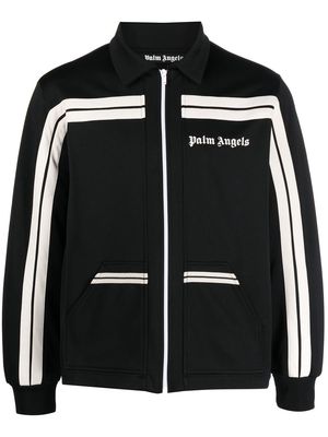 Palm Angels logo-print panelled zip-up jacket - Black