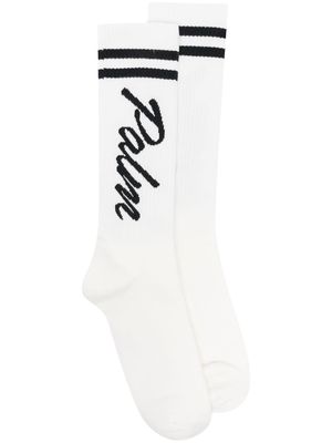Palm Angels logo-print socks - White