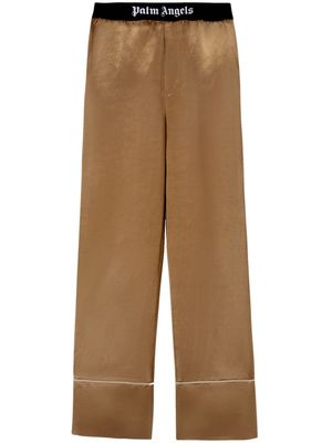 Palm Angels logo-print strap cotton flared trousers - Neutrals