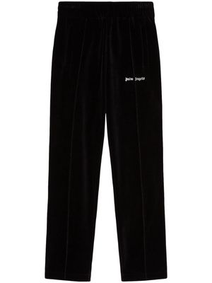 Palm Angels logo-print velvet track pants - Black