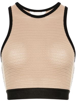 Palm Angels logo-tape knitted tank top - Neutrals