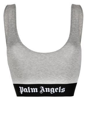 Palm Angels logo-trim sports bra - Grey