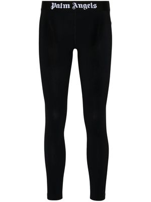 Palm Angels logo-waistband cropped leggings - Black