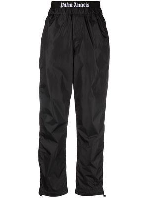 Palm Angels logo-waistband tapered trousers - Black