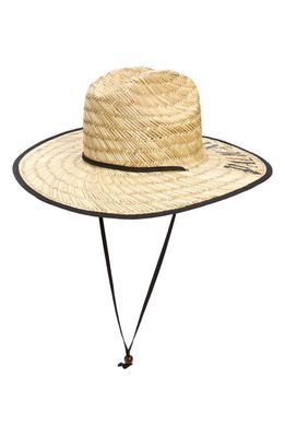 Palm Angels Logo Woven Paper Straw Hat in Beige Black