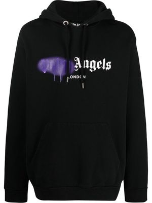 Palm Angels London sprayed-logo hoodie - Black