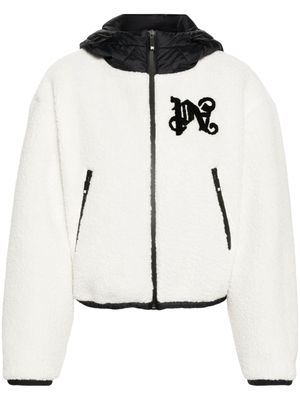 Palm Angels monogram-appliqué fleece ski jacket - White