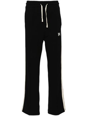 Palm Angels monogram-embroidered piqué-weave trousers - Black