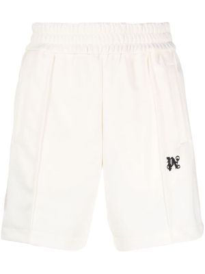 Palm Angels monogram-embroidered track shorts - White