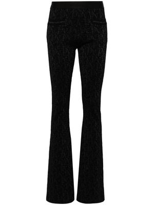 Palm Angels monogram-jacquard knitted flared trousers - Black
