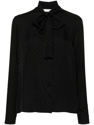 Palm Angels monogram-jacquard silk blouse - Black