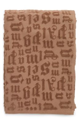 Palm Angels Monogram Pattern Beach Towel in Brown