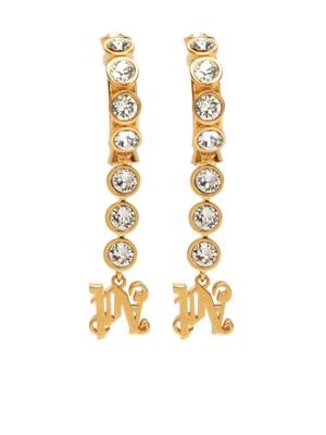 Palm Angels monogram-pendant crystal-embellished earrings - Gold