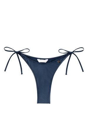 Palm Angels monogram-plaque metallic-effect bikini bottoms - Blue