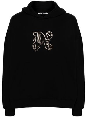 Palm Angels Monogram Statement studded cotton hoodie - Black