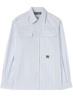 Palm Angels Monogram striped cotton shirt - White