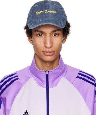 Palm Angels Navy Ripped Logo Cap