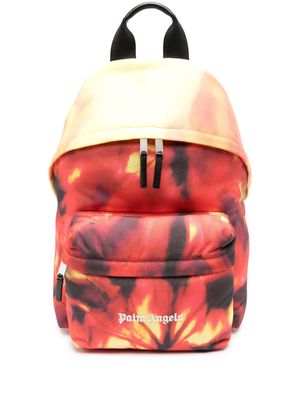 Palm Angels On Fire-print logo-embroidered backpack - Yellow