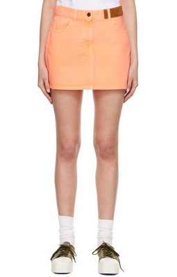 Palm Angels Orange Denim Mini Skirt