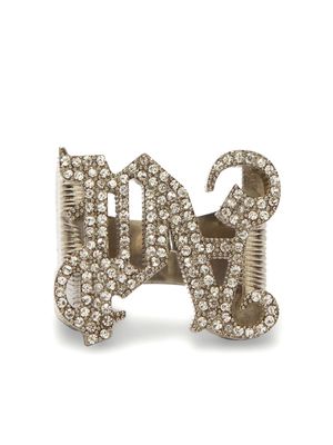 Palm Angels PA crystal-embellished chunky band ring - Silver
