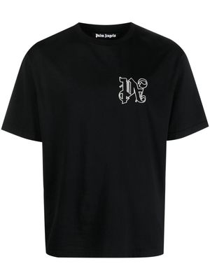 Palm Angels PA logo-embroidered T-shirt - Black