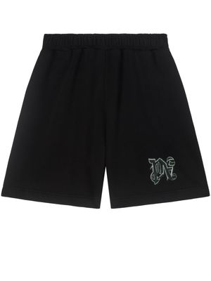 Palm Angels PA Spray-print cotton track shorts - Black