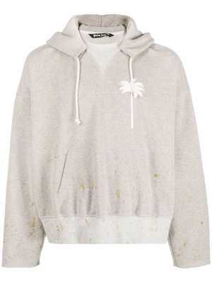 Palm Angels paint-splatter logo-print hoodie - Grey