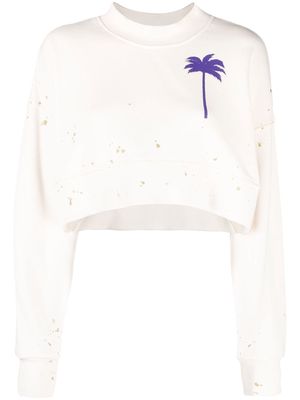 Palm Angels painted palm tree sweatshirt - Neutrals