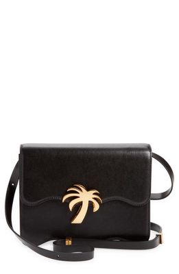 Palm Angels Palm Beach Leather Shoulder Bag in Black Gold