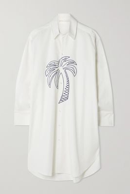 Palm Angels - Palm Embroidered Cotton-twill Shirt Dress - White