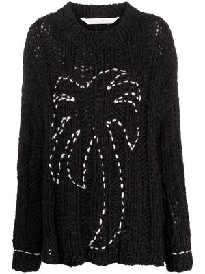Palm Angels palm-embroidered open knit sweater - Black