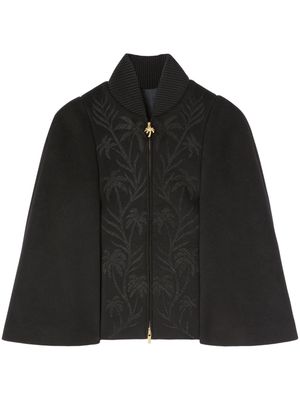 Palm Angels palm-embroidered zip-up cape - Black