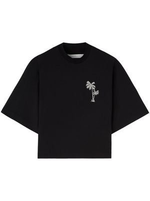 Palm Angels palm-embroidery cropped T-shirt - Black