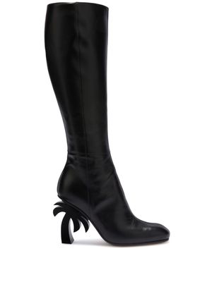 Palm Angels Palm-heel leather knee boots - Black