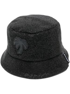 Palm Angels palm-patch rhinestone bucket hat - Black