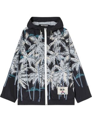 Palm Angels palm-print hooded jacket - Black