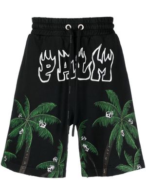 Palm Angels palm-print sweatshorts - Black