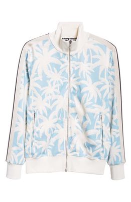 Palm Angels Palm Print Track Jacket in Light Blue