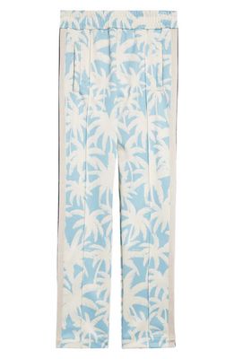 Palm Angels Palm Print Track Pants in Light Blue Of