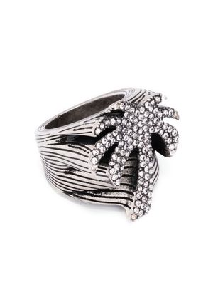Palm Angels Palm rhinestone ring - Silver