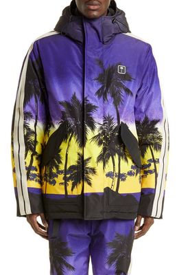 Palm Angels Palm Sunset Track Hooded Ski Jacket in Purple Black