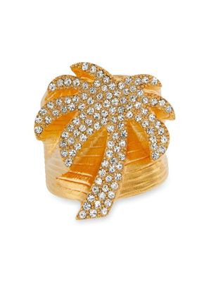 Palm Angels palm-tree crystal-embellished band ring - Gold