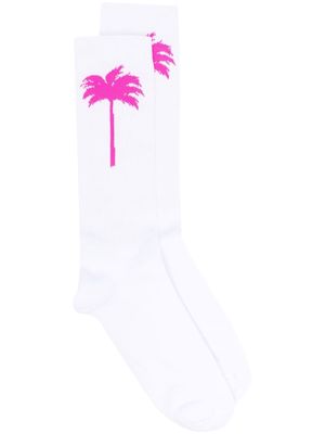 Palm Angels palm-tree motif socks - White