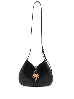 Palm Angels palm tree-plaque leather shoulder bag - Black