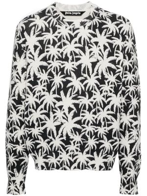 Palm Angels palm tree-print fine-knit jumper - Black