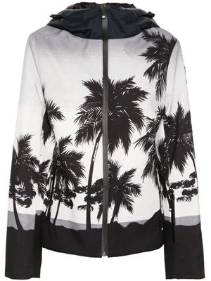Palm Angels palm tree-print hooded ski jacket - Grey