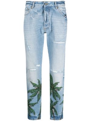 Palm Angels Palm Tree-print slim-fit jeans - Blue