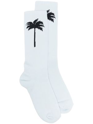 Palm Angels Palms intarsia-knit socks - Blue